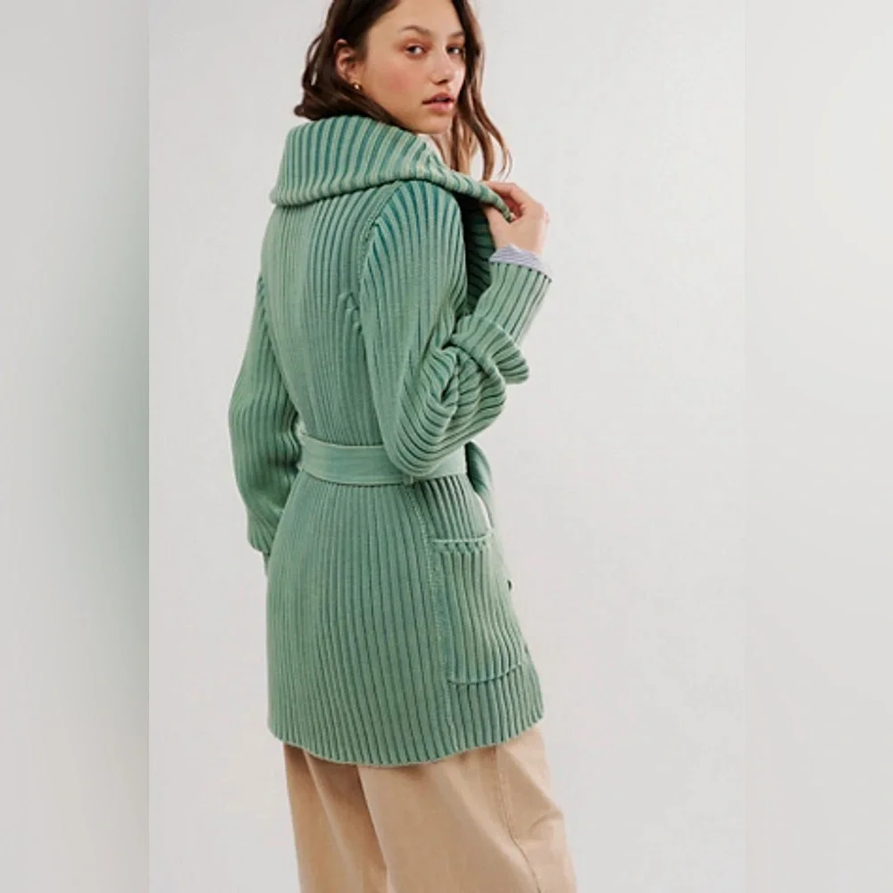 Free People Green Ribbed Sweater - Picture 7 of 9